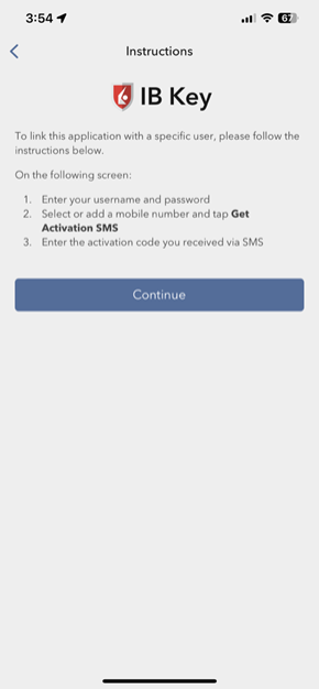 Image of the IB Key register two-factor instructions for iPhone. 